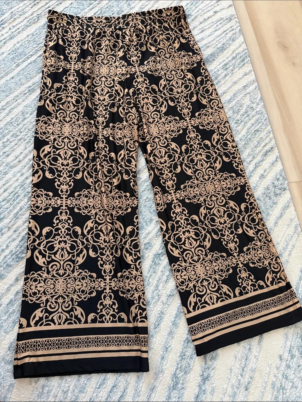 NWT ILU Wide-Leg Drawstring Pants in Black & Tan Size 1X
